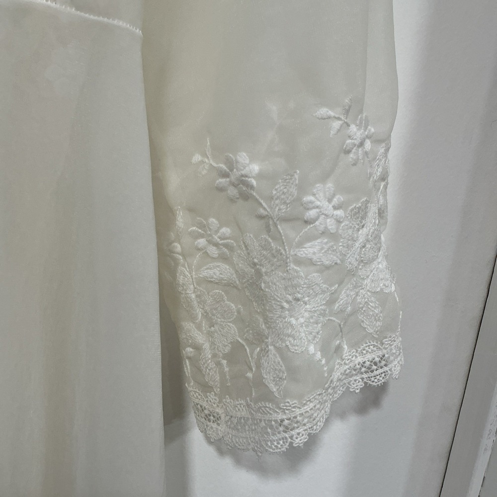 Vtg Unbranded Bridal Peignoir Set Ivory Nylon Lace Chiffon Size Small - Picture 5 of 15